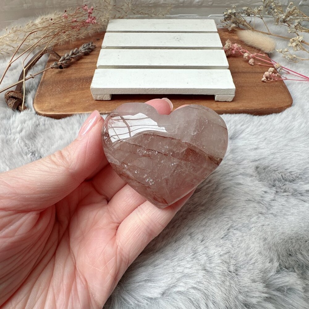 Small Hematoid Quartz Heart Carving